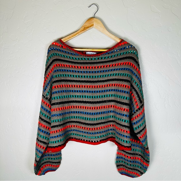 HYFVE Sweaters - Hyfve Women’s Striped Open-Knit Sweater Oversized Flowy Fit Multicolor Size L